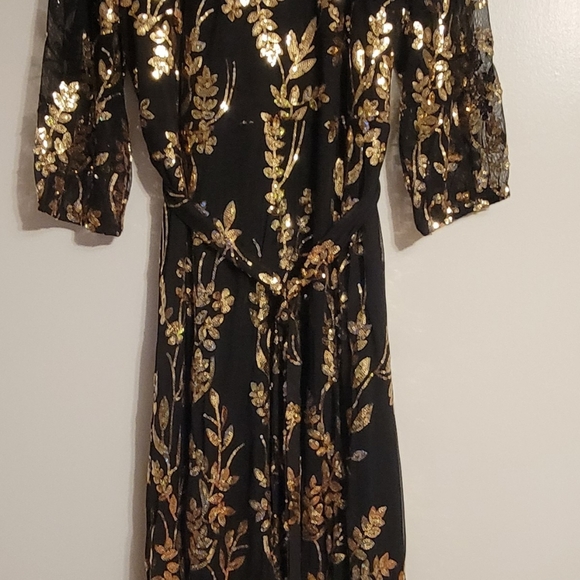 Baltic Born Black and Gold Floral Sequin Dress - Picture 4 of 7